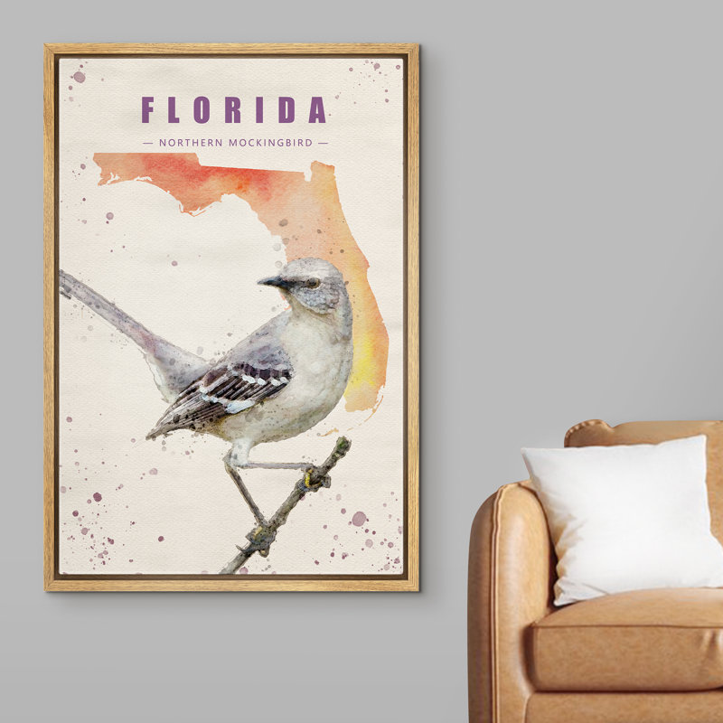 Oiseau moqueur gris de la Floride IDÉE4WALL, H 24 po x l 16 po x P 1,5 po, Brun