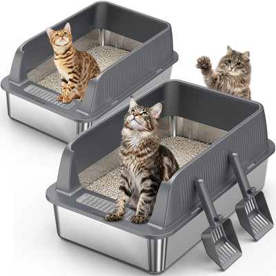 Litière pour chat en acier inoxydable