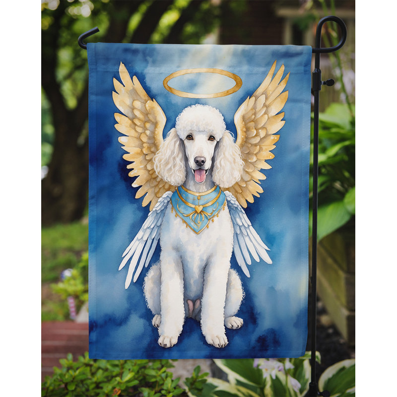 Drapeau de jardin blanc caniche My Angel