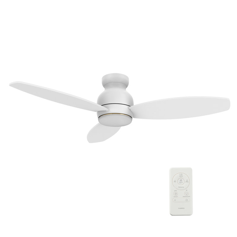 Ventilateur de plafond intelligent 48 po avec télécommande et ensemble d'éclairage inclus., Blanc