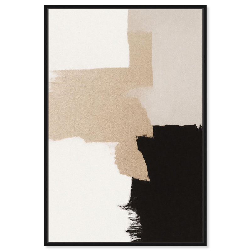Décoration murale neutre sur toile beige et noir II par , H 31 po x l 21 po, Cadre flottant, Noir