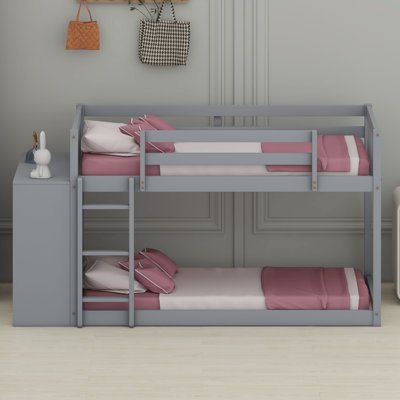 Space-Saving Bunk Bed with Built-in Drawers and Shelves