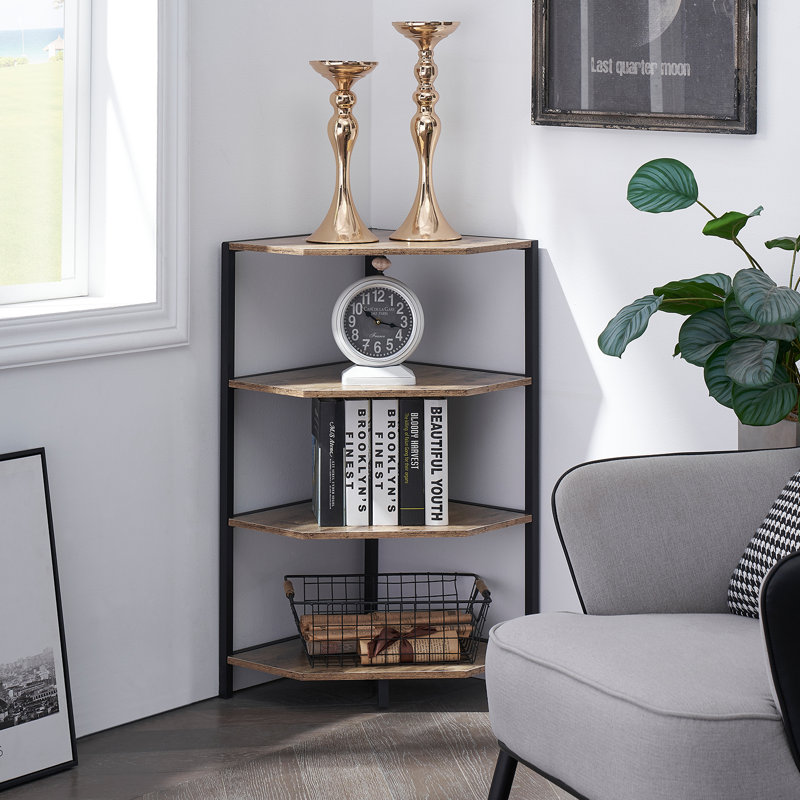 Armoire de coin Kempst, Plateau gris/ base noire