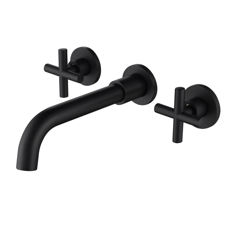 Robinet de meuble-lavabo mural avec égouttoir escamotable, Noir mat