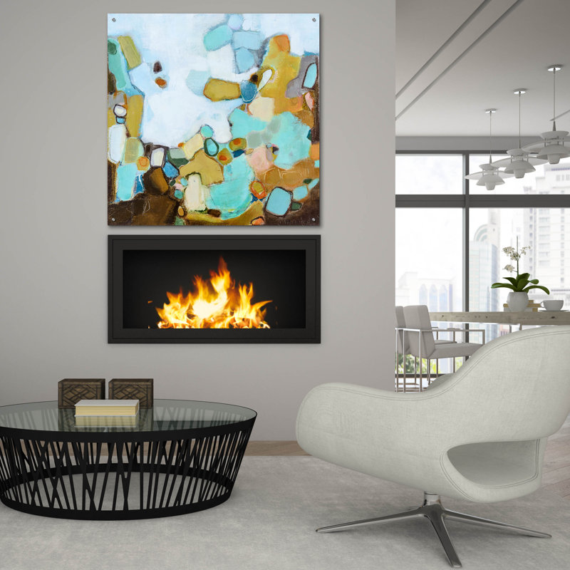 Art mural en verre épique «Le long du chemin» par Jamie Van Landuyt, 24 po x 24 po, H 36 po x l 36 po x P 0,2 po