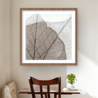 Translucent Dried Leaves Print - Beige Framed Home Decor