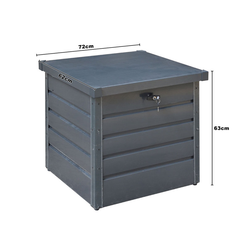 Alpen Home Folcroft 72cm W 200L Water Resistant Metal Lockable Deck Box in Black