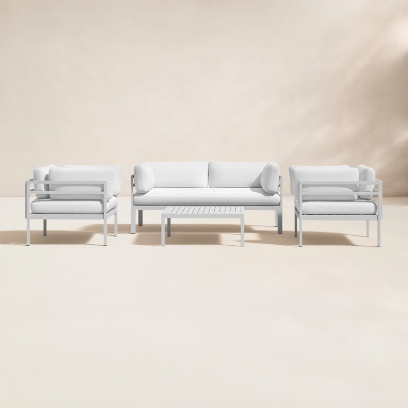 Novae 4 - Person Patio Conversation Set with Cushions, White