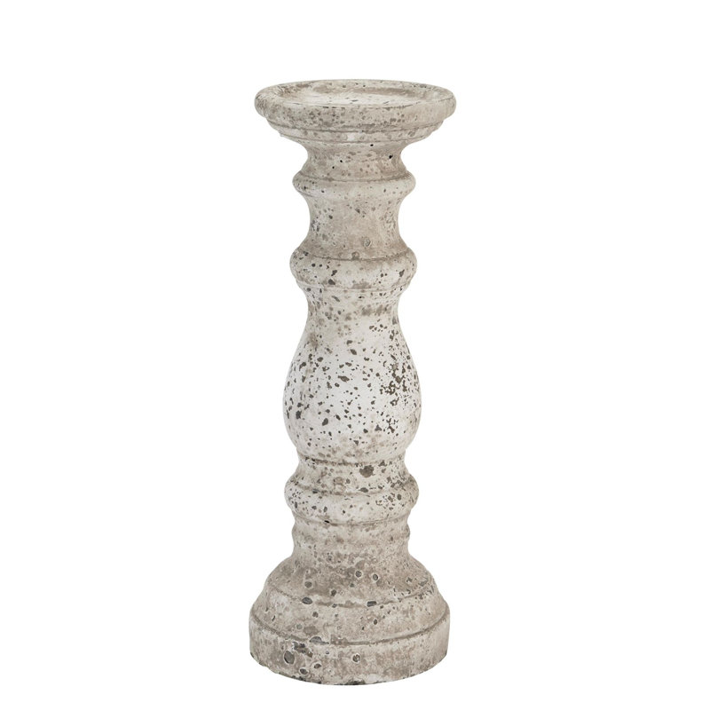 Concrete / Cement Tabletop Candlestick, 38cm H x 14cm W x 14cm D, White