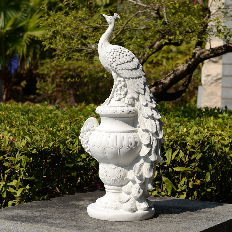 Elegant Peacock Urn Statue