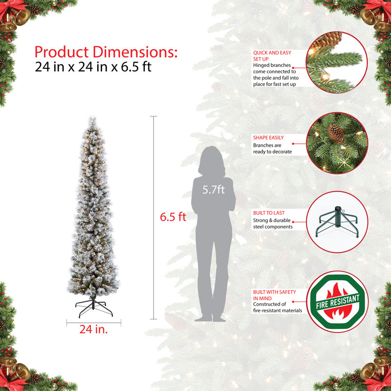 Lighted Artificial Pine Christmas Tree, 6.5ft H