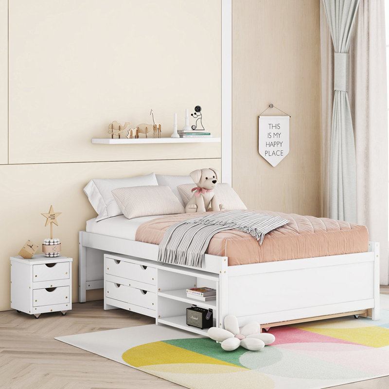 Lit plateforme avec rangement Overbay, Blanc