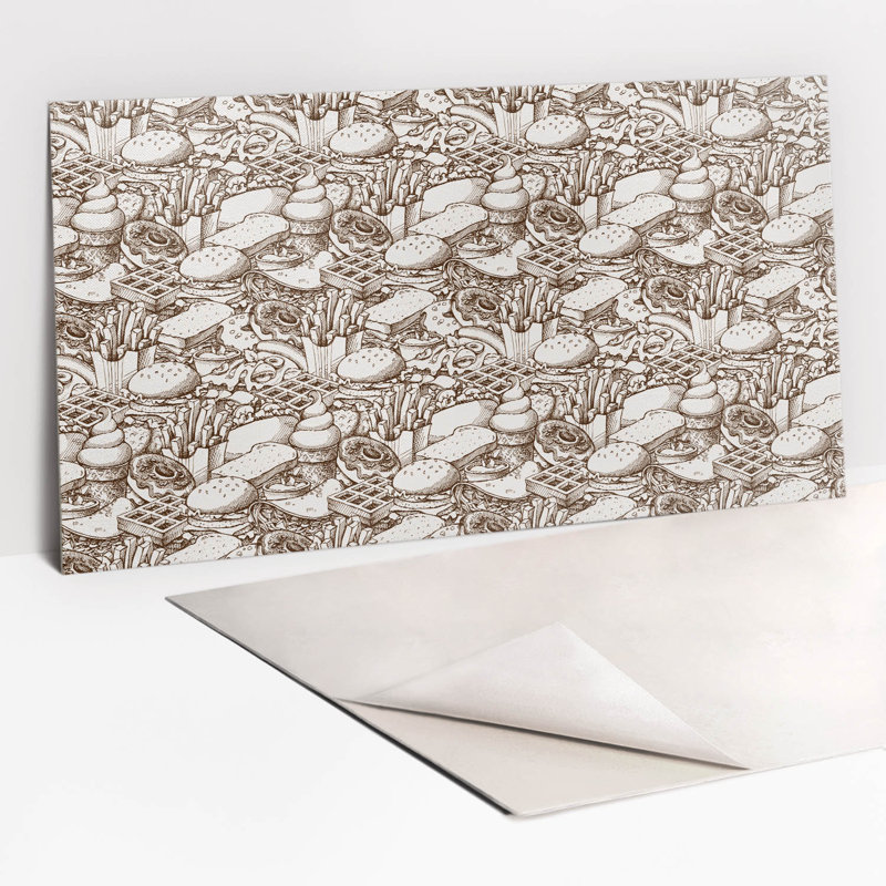 Self Adhesive Vinyl Splashback Wall Panel Sticker Tile Peel Stick 100x50 cm Brown abstract food