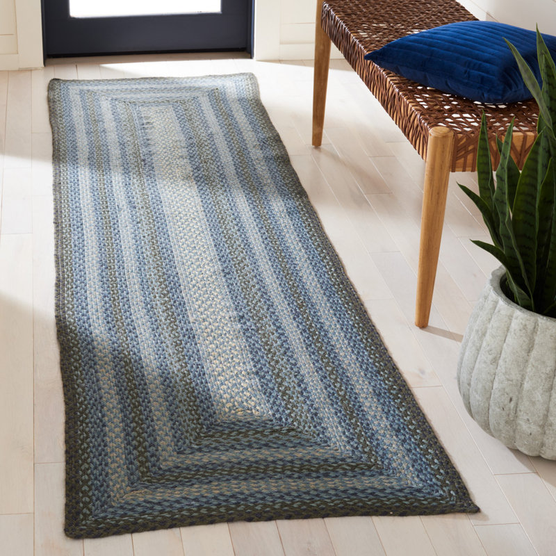 Tapis tressé à motif géométrique en jute, Tapis de couloir 2 pi 3 po x 8 pi