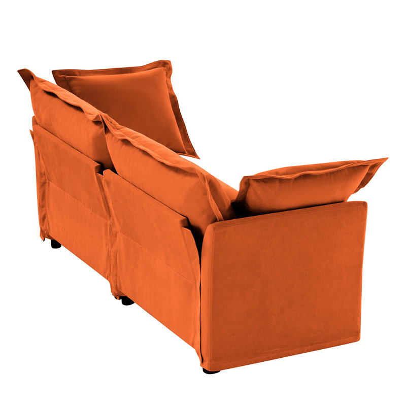 Chenille orange 2 pièces avec housse amovible, coussins d'appoint à dossier haut et à dossier luxueux, cadre en bois pour un soutien solide, assemblage latéral facile à installer