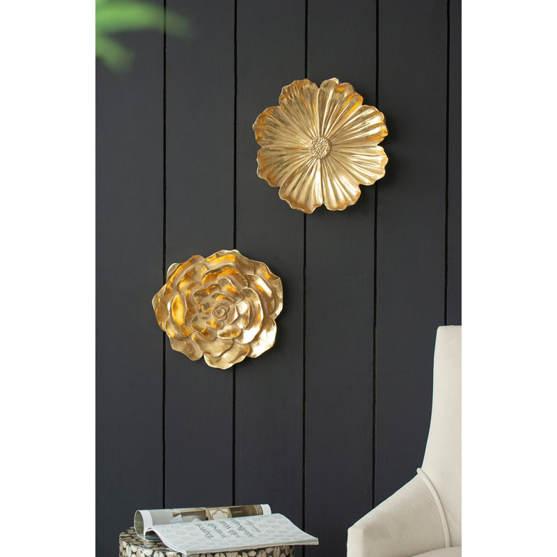 Handmade Glam Plants & Flowers Wall Decor on Resin, Gold