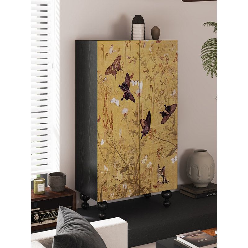 Garde-robe française rétro en bois massif peint
