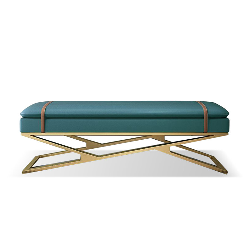 Upholstered Bench, Blue Green