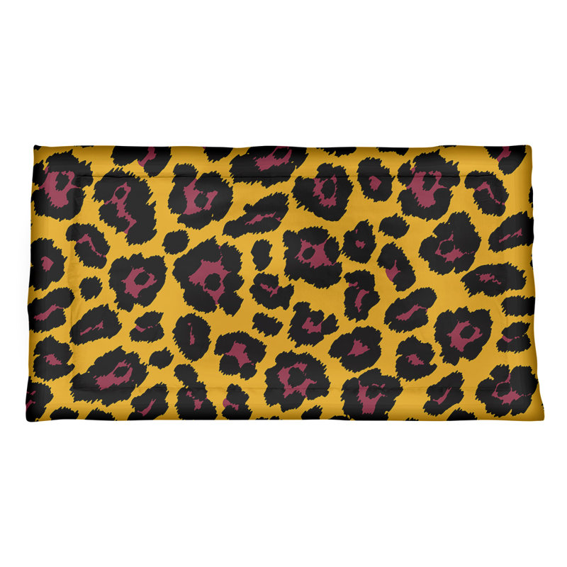 Taie décorative à imprimé léopard de l’Arizona, Microfibre, Standard, Jaune / Noir / Rouge