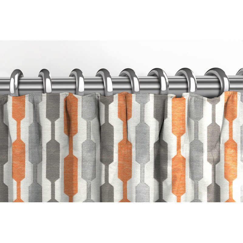 Annet Blackout Curtain Pair, 116 W x 228 D cm, Orange/Grey