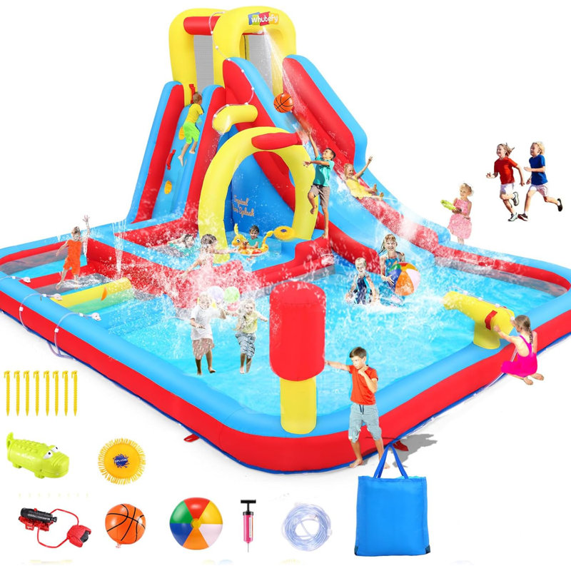 13' X 10' Giant Inflatable Water Slide Bounce House With Sprayers For Backyard Play(No Air Blower)