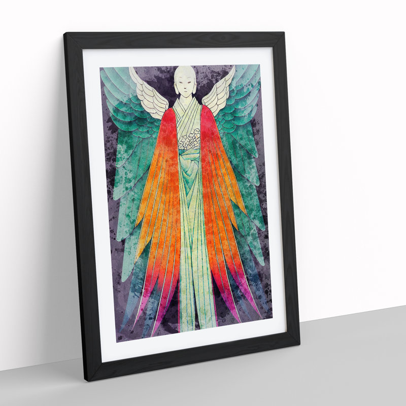 Beautiful Angel - Single Picture Frame Painting, Black Framed, 64cm H x 46cm W x 2cm D