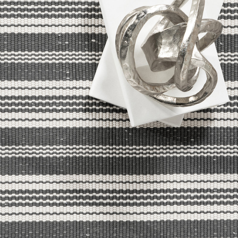 Home Conservatory Ticking Stripe Handwoven Indoor/Outdoor Area Rug, Rectangle 4' x 6'
