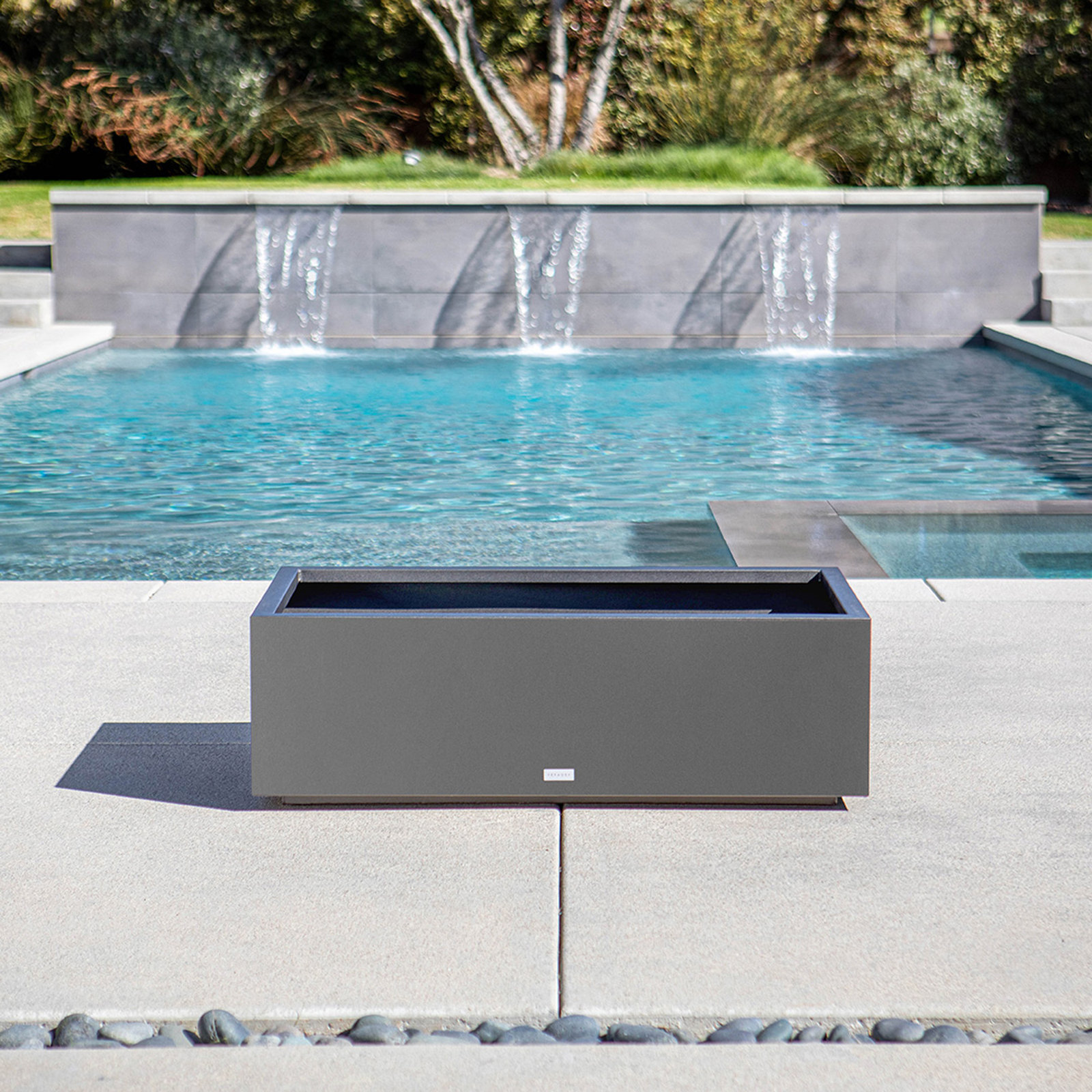 Metallic Series Planter Box, 16.25" H x 60" W x 15" D, Gray