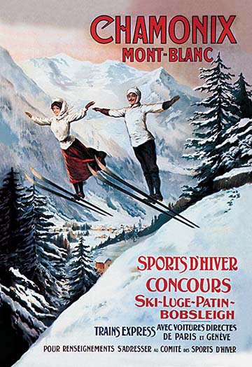 « chamonix montant-blanc » par francisco tamagno, affiche rétro