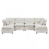 Double-Layer Cushion Modern Large U-Shaped Modular Sofa, Freely Combinable 6-Seater with Storage Function