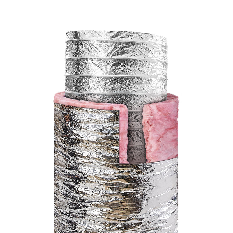 VEVOR Tuyau d'aération flexible 6 po x 25 pi isolé CVC R-6,0, H 6,22 po x l 300 po x P 6,22 po
