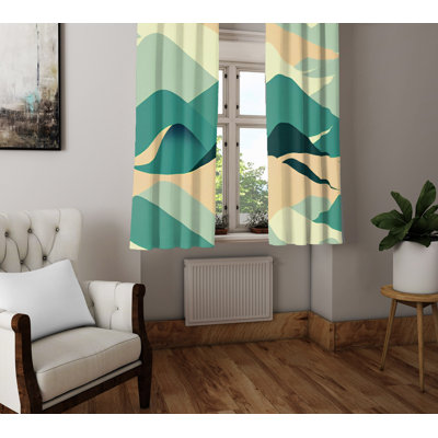 Paire de rideaux semi-transparents en polyester Bhavika