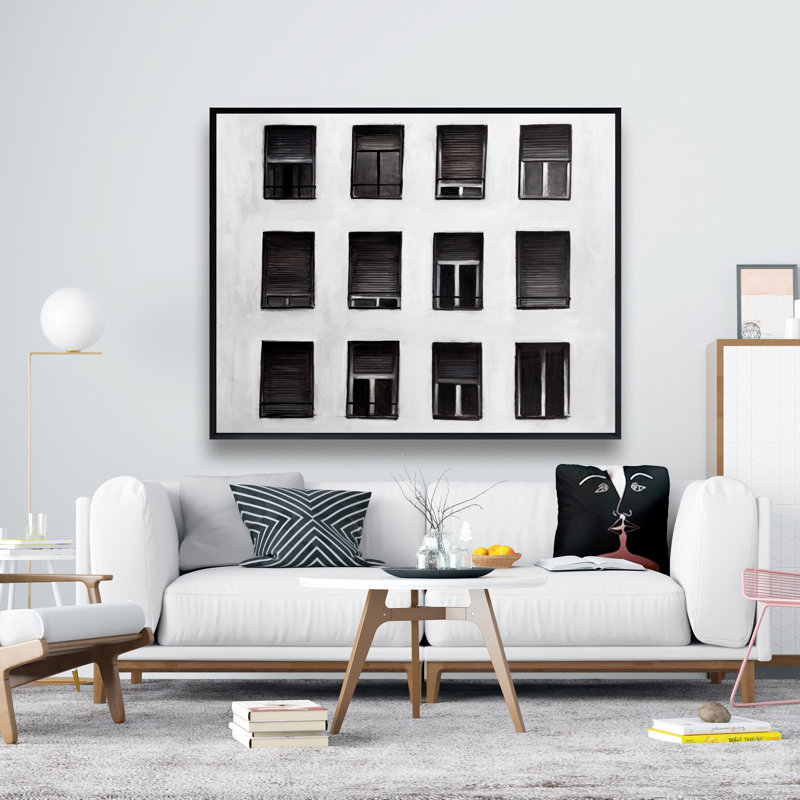 Fenêtres - Toile grise avec cadre de construction gris | Décoration intérieure