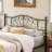 Black Metal Platform Queen Bed Frame With Decorative Headboard, Heavy Duty Steel Slats, No Box Spring Required-503777586-503777585