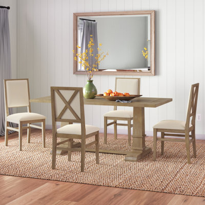 Hudson Trestle Dining Table with Upholstered and Wood Chairs