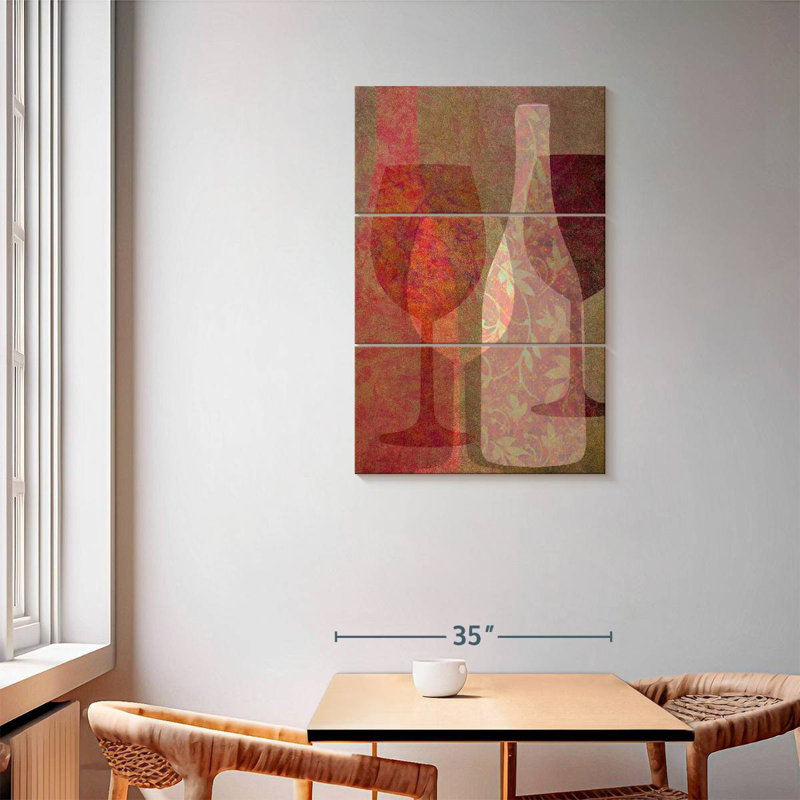Yarlin Wine Bottle And Glasses, 57" H x 36" W