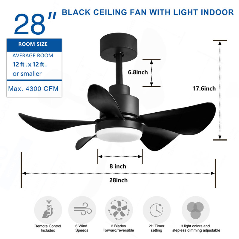 Ventilateurs de plafond 28 'avec lumières et télécommande / commande APP