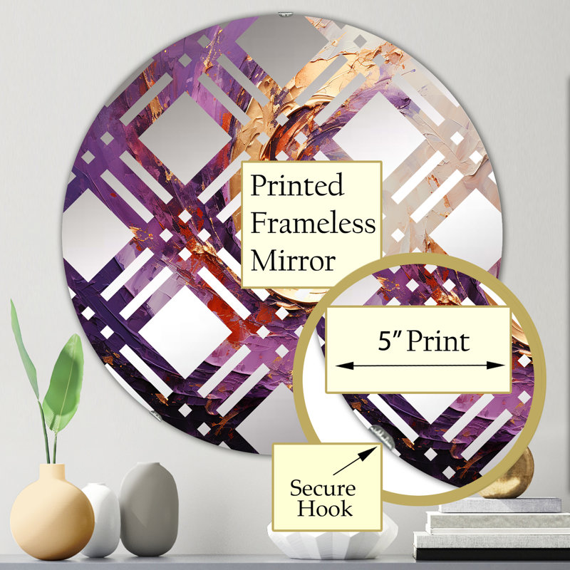 Spirales de lavande fondues - Miroir décoratif à carreaux MIR106056 C, 23,6 po x 23,6 po