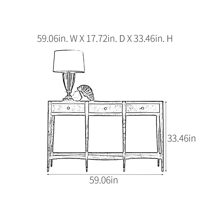 Console Retro Minimalist, H 33,46 po x l 59,06 po x P 17,72 po