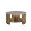 Table basse ronde avec matériaux mixtes avec tablette