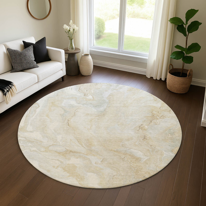 Premium Machine Washable Varroville AMF1707 Abstract Rug, Round 8'