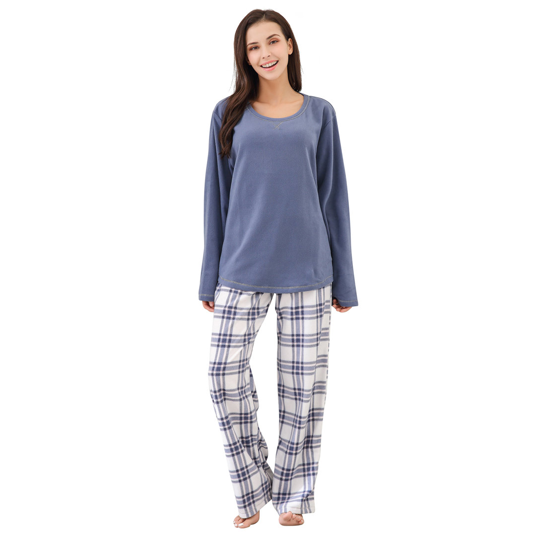 Winesburg RH Pajama Set Plaid Women's Printed Comfy Fleece Long Sleep-Lounge Night RHW2857 Latitude Run® 