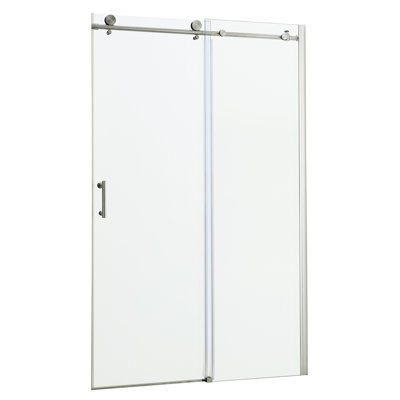 Cabine de douche coulissante simple de 122 cm (48 po) en verre trempé argenté brossé avec quincaillerie en acier inoxydable