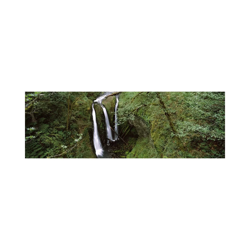 High Angle View Of A Waterfall In A Forest, Triple Falls, Columbia River Gorge, Oregon, USA - Wrapped Canvas Panoramic Print