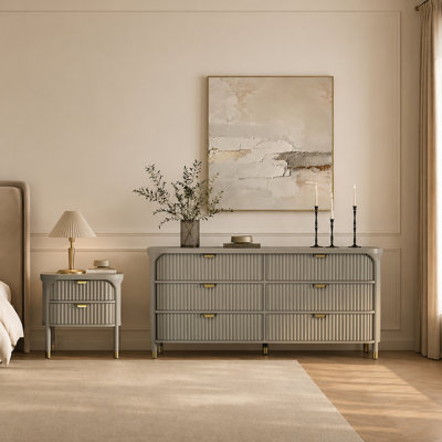 Park 2-Piece Contemporary Dresser and Nightstand Bedroom Set in Grey