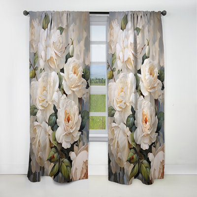 Ludo - Rideau roses - Rideau floral occultant en velours - 1 panneau