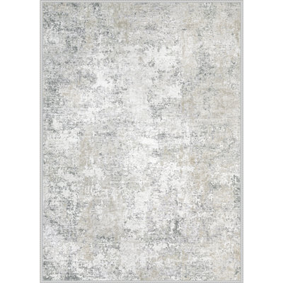 8' x 10' Modern Abstract Washable Area Rug, Neutral Soft Non-Slip Stain Resistant Indoor Rug for Living Room Bedroom, BeigeGrey