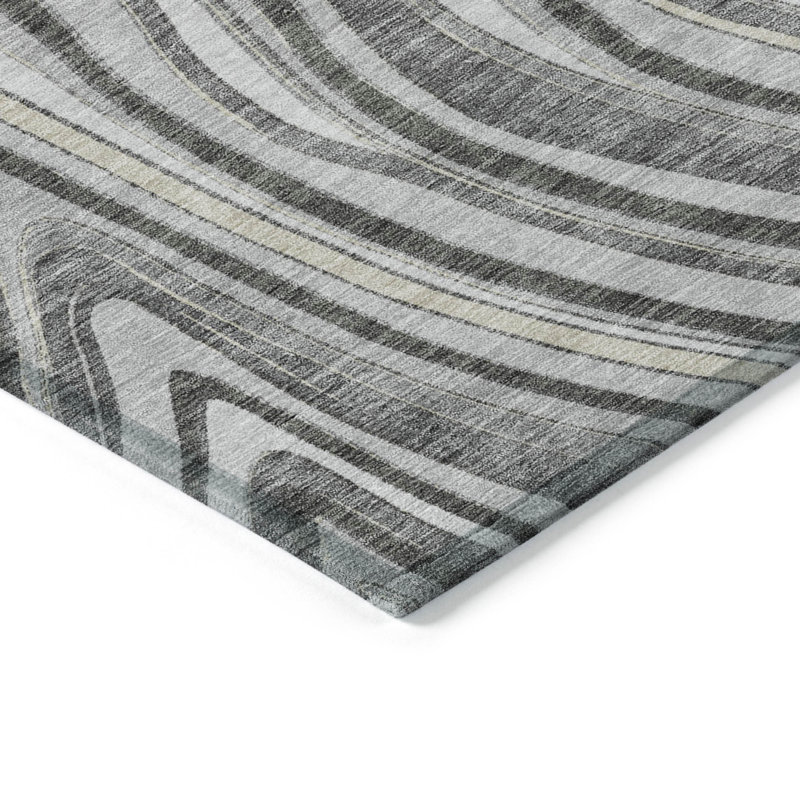 Lamanna intérieure / extérieure lavable à la machine ACN756 gris, Rond 8 pi