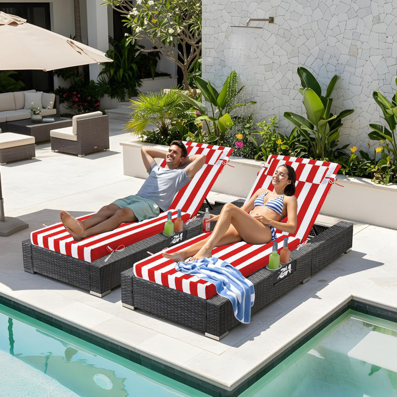 4ps 3-inch Thick Outdoor Lounge Chair Cushion-waterproof And Colorfast, Suitable For Most 80-inch Pool Terrace Chairs., 80" W