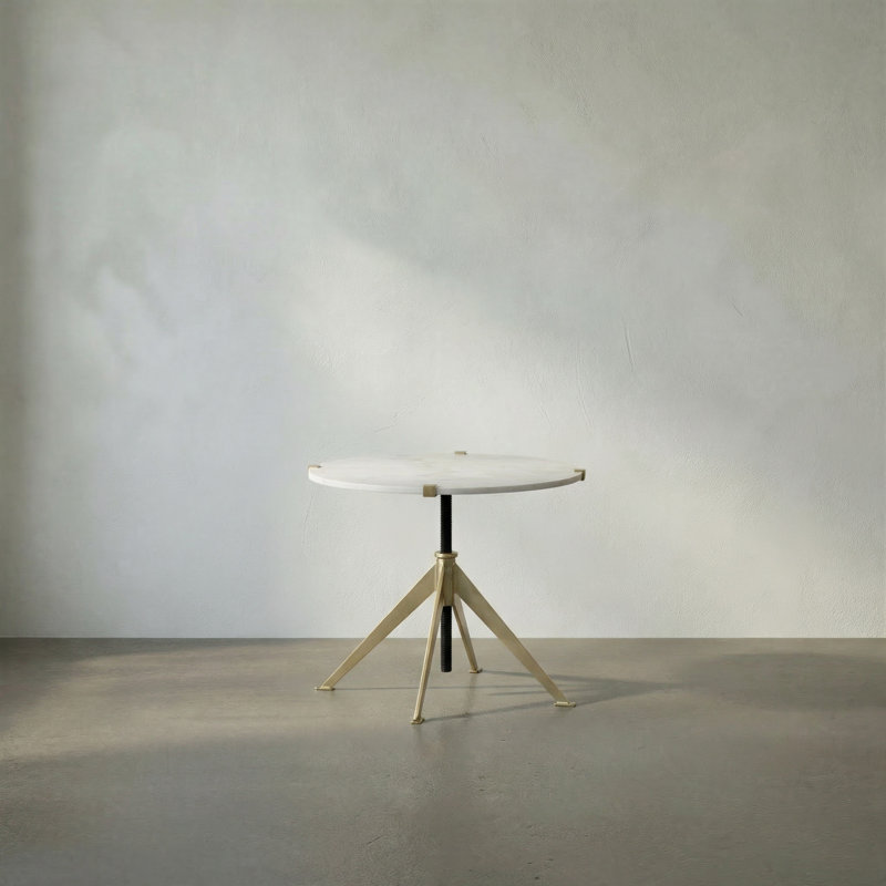 Edith Marble End Table, Antique Brass